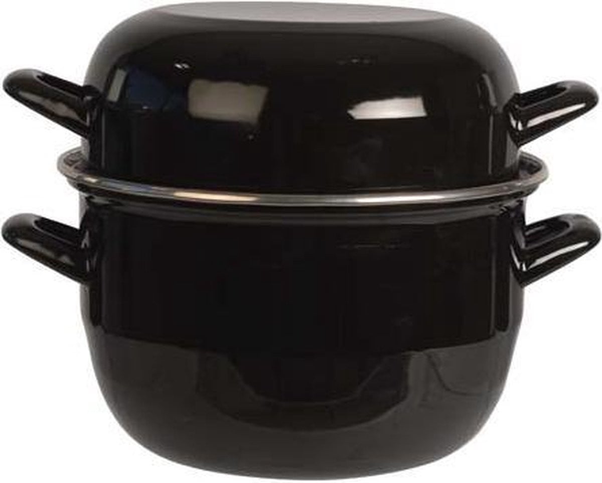 EMGA 975020 Geëmailleerde mosselpot, zwart, Ø 20 cm, 2 kg