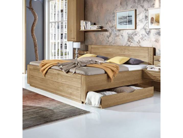 Doppelbett Toride Komfort Eiche teilmassiv mit Schubkasten 180x200cm klassischer Stil, höhenverstellbar