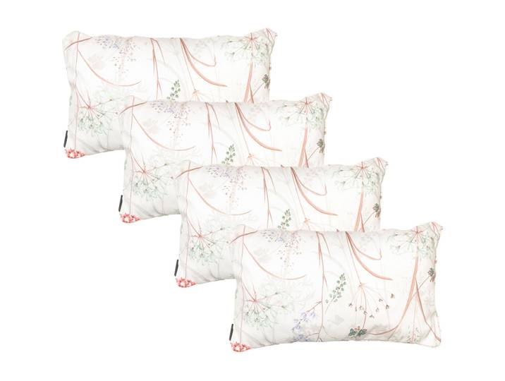 4er-Set Deko-Kissen Outdoor, Blumenmuster weiss, 30 x 50 x 10 cm