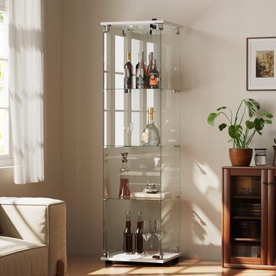 Yvanla "4-Shelf Glass Display Cabinet with Lock, 64""H Freestanding Curio Display Showcase for Collectibles"