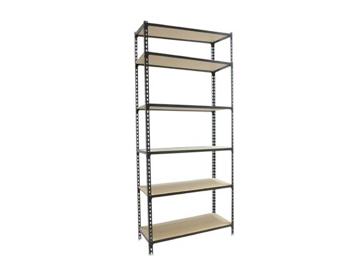 Simonrack Schwerlastregal, Lagerregal, 250x120x50 cm, Metallregal, Kellerregal, Biegestelle 200 kg, 6 Holzfachböden, Anthrazit/Holz - Maderclick