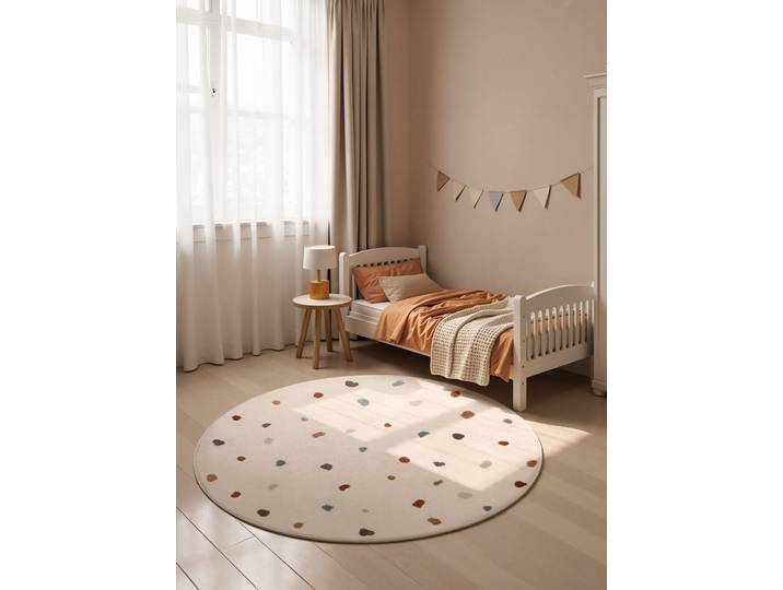 Kinderteppich Funny Dots rund Ø 160cm Weiß
