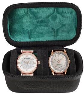 Inspired Finds EliteTime Travel Watch Roll 2 3 5 Slot Hard Organizer Case 2 Slot Green