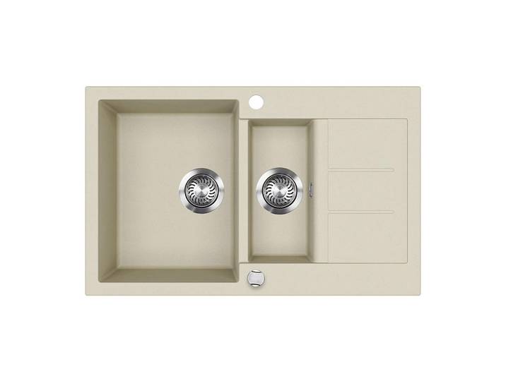 Bergstroem Spülbecken Seattle Beige 80 x 50 cm mit 2 Spülbecken & Trockenplatz, Stein, Rechteckig, 80x20x50 cm, Küchen, Küchenausstattung, Küchenspülen