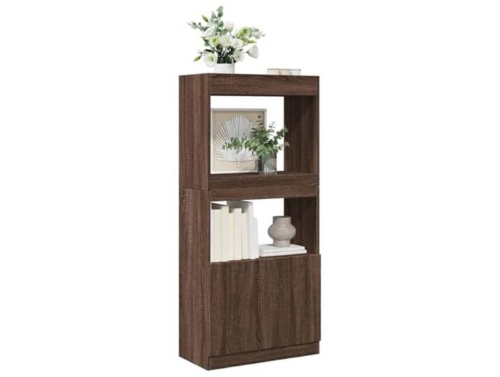 ROMHZKS Highboard Braun Eichen-Optik 63x33x140 cm Holzwerkstoff mit Türen Glatte Oberfläche, robust, feuchtigkeitsbeständig, Unterschrank mit Türen, viel Stauraum, vielseitig