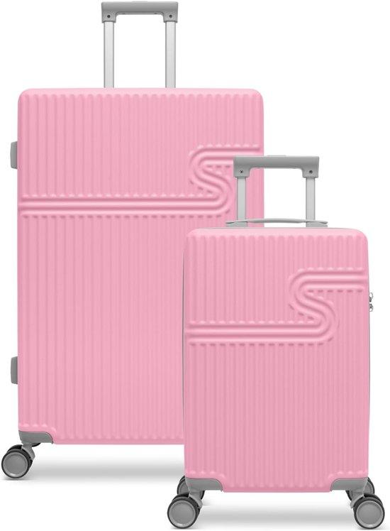 Koffer-Set, 2 Stück - Handgepäckkoffer, 28 Liter - Großer Reisekoffer, 86 Liter - TSA-Schloss - Design: Glacier Lake, Pink Lady - Luxento