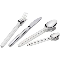 Set 24 Besteck Spiga (6 Tischmesser + 6 Tafelgabeln + 6 Tafellöffel + 6 Teelöffel) – Hergestellt in Portugal