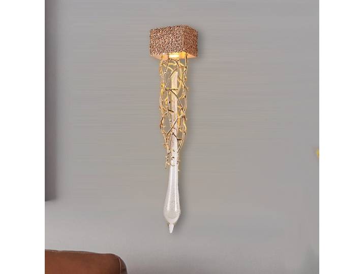 Lampe murale de chevet en cristal, pour chambre à coucher, escaliers, salon, luxe, goutte d'eau dorée, verre, appliques murales intérieures de chevet