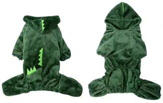 Discount Dollar Deals Blue Dinosaur Hooded Coat For Dogs, Cats Warm, Thickened Autumn Winter Pet Clothing green xxl