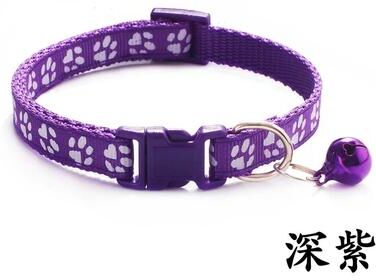 Uplifted Finds Adjustable Cute Paw Print Pet Collar With Bell purple