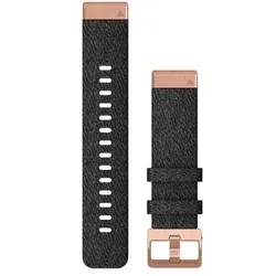  QuickFit 20-Uhrenarmbänder Schwarzmeliertes Nylon mit Teilen in roségold 