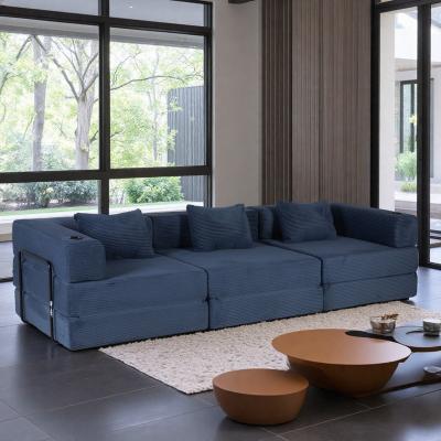 Chenille Convertible Floor Sofa Bed with Fixed-Shape Frame and No Assembly Required