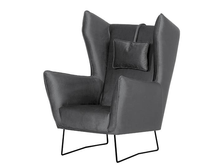 Sessel Caleta Grau/Anthrazit Samt Onoli ohne Hocker 80 x 112 x 92cm