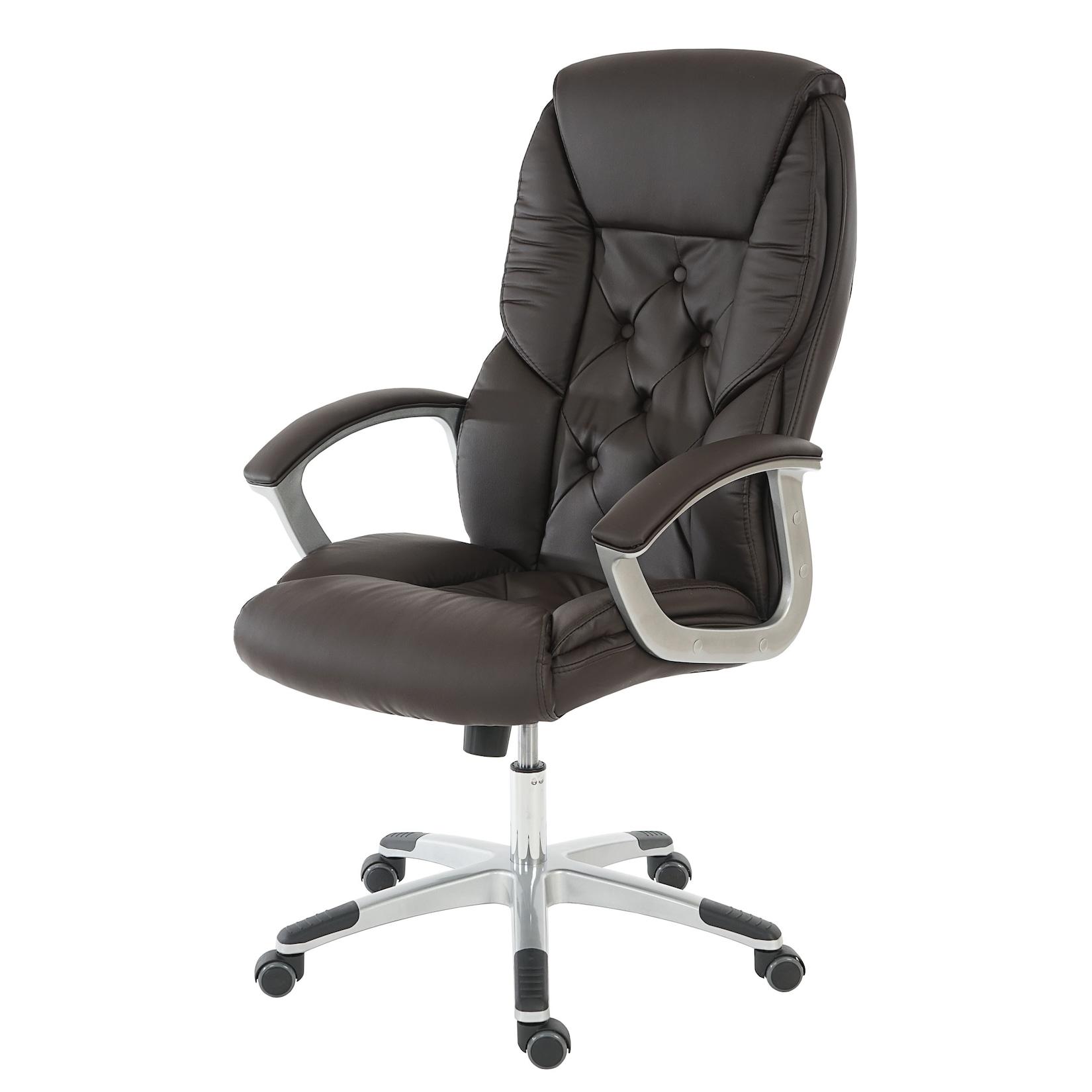 Profi-Bürostuhl H42 XXL, Chefsessel Drehstuhl, 150kg belastbar Kunstleder ~ braun