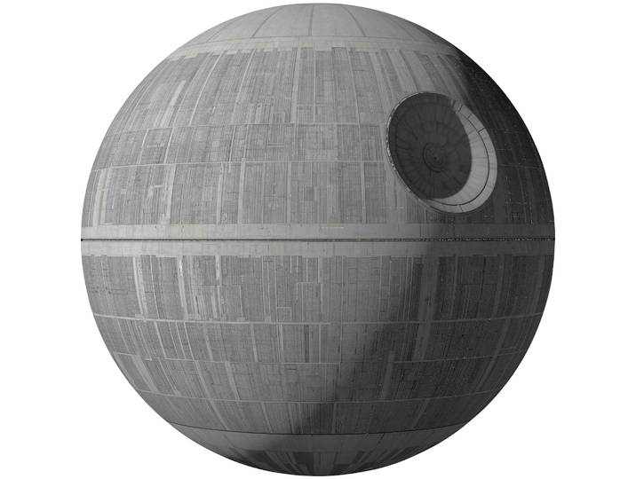 Vliestapete KOMAR Selbstklebende Vlies - Star Wars XXL Death Star - Grösse 127 x 127 cm , schwarz (schwarz, grau), B:127m L:127m, Vlies, Tapeten, Vliestapete, Kinderzimmer