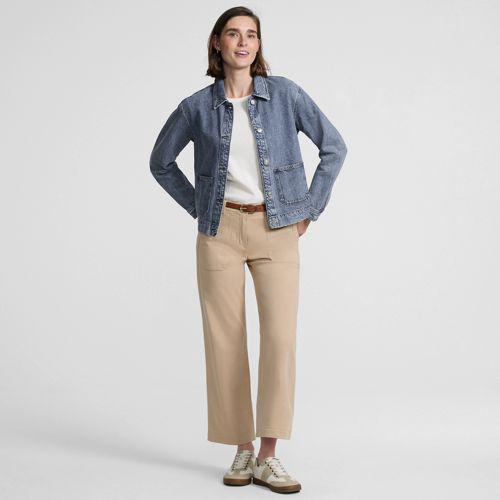 Soft Comfort Jeansjacke im Leinenmix, Damen, size: regular, Blau, by Lands' End