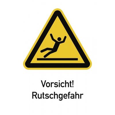 Vorsicht! Rutschgefahr ISO 7010, Kombischild, Kunststoff, 210x297 mm
