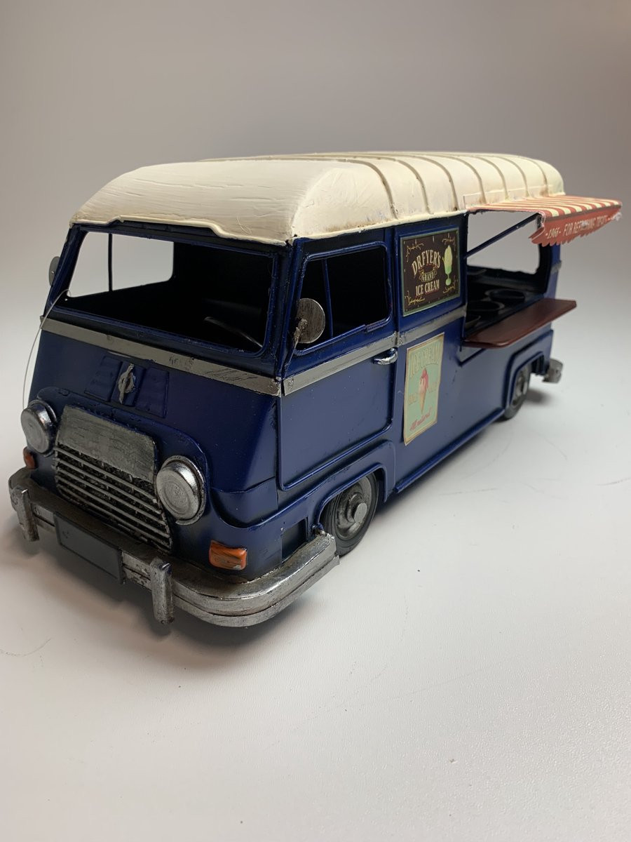Retroo.nl Retro Bus Camper Foodtruck Blauw Metaal