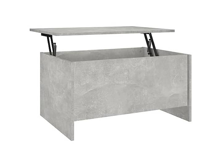 Tmriohed Couchtisch Höhenverstellbar 80x55,5x41,5 cm Betongrau Vielseitiger Wohnzimmertisch mit anhebbarer Tischplatte und verstecktem Fächerraum für begrenzte Räume in Betongrau.