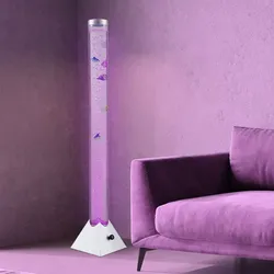Wassersäule Stehleuchte Sprudelsäule Farbwechsel Dekolampe LED Stehlampe, mit 5 Deko-Fischen, Sprudelstärke einstellbar, LxBxH 21,5x21,5x120 cm