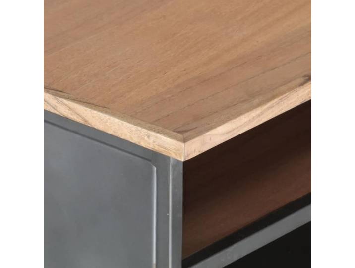 Table basse - ZHA - Gris - Bois d'acacia massif - Verre - Acier - Fer