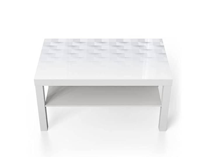DEQORI Glastisch weiß groß 90x50 cm Motiv Abstraktes Geo-Muster ausgefallener Beistelltisch aus Glas Hochglanz Couchtisch fürs Wohnzimmer moderner Couch Tisch mit Design