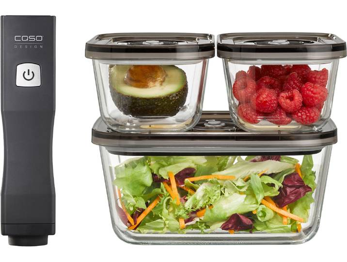 CASO Vakuumierer 1169 Vacu OneTouch Eco-Set , silber (schwarz, silberfarben), B:4,5cm H:19,5cm T:4,5cm, Vakuumierer, Vakuumierer