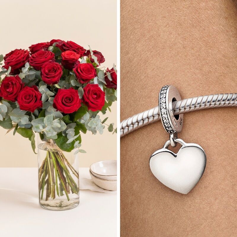 Roses rouges et son bracelet Pandora - Interflora - Livraison de fleurs