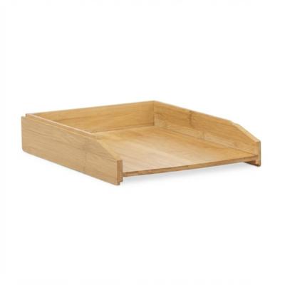 Relaxdays Briefablage 2er Set, aus Bambus, DIN A4 Größe, stapelbare Dokumentenablage, für Schreibtisch und Büro, natur