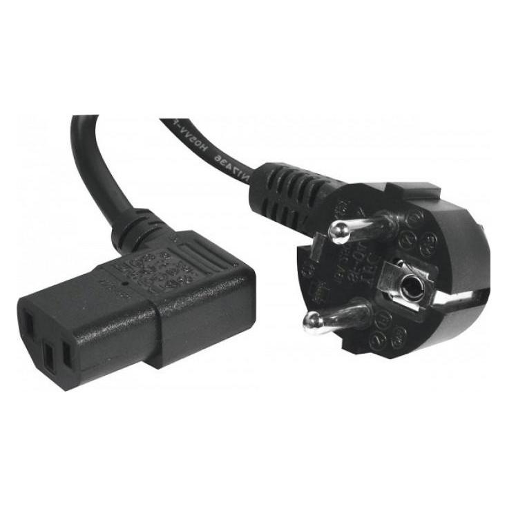 Exertis Connect Netzanschlusskabel, Schukostecker / Kaltgerätebuchse abgewinkelt, schwarz, 3.0 m Netzanschlusskabel (3 m) (808211)