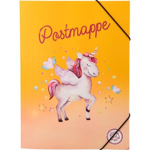 itenga Postmappe 33105873, Einhorn, A4, aus Karton, mit 3 Einschlagklappen und Gummizug