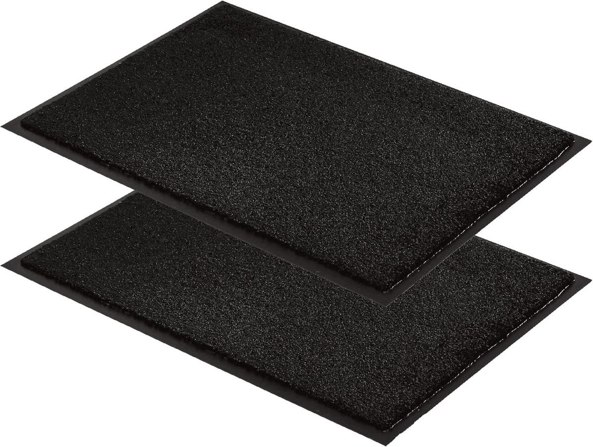Set van 2 Slijtvaste Antislip Deurmatten Indoor Schoonloopmatten Antraciet 80 x 120 cm