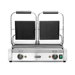 HENDI Kontaktgrill - Doppelversion, gerillte Ausführung, oben und unten gerillt, 230V/3600W, 570x375x(H)216mm