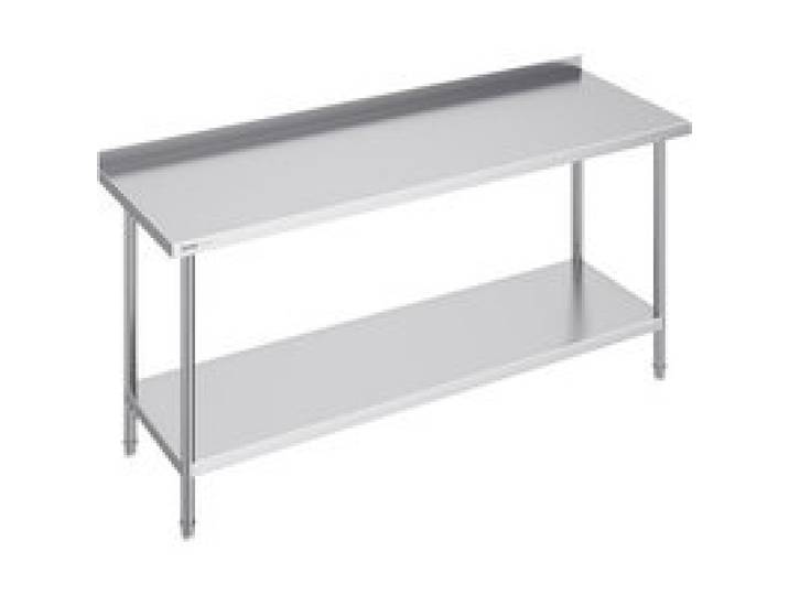 VEVOR Table de Travail en Acier Inoxydable 61x182,9x91,4 cm, Table de Préparation des Aliments Durable, Hauteur Réglable, Meuble de Rangement des Aliments, pour Cuisine Restaurant Bar Hôtel Maison