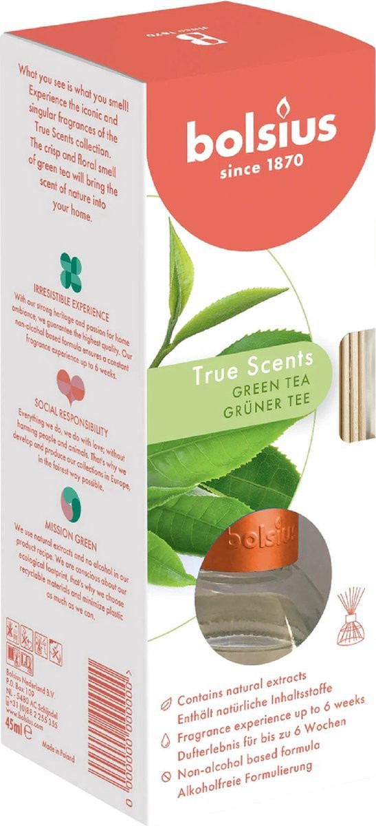 Bolsius True Scents Geurstokjes Groene Thee 2x 45 ml