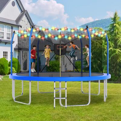 Kodotan sofa "14FT Trampoline with Lights and Basketball Hoop, Outdoor Recreational 16"" Trampoine for Kids and Adults"