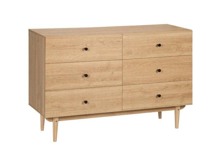 ComfortXL Komoode De-12802 6 Schubladen, zeitgenössisch Holzfarbe, Braun, 120x80x40 cm, Kleinmöbel, Kommoden, Kommoden
