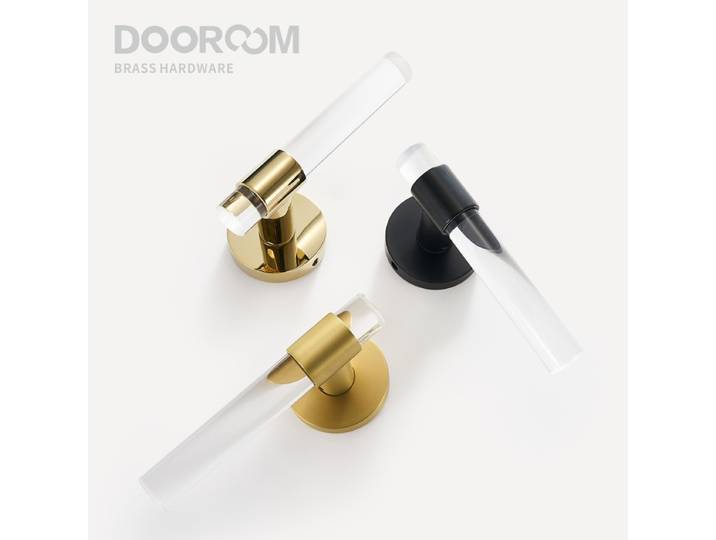 Dooroom-Ensemble de serrures de porte en laiton et acrylique, intérieur moderne, chambre à coucher, double levier de porte en bois, ensemble de serrures de passage DUNIPrivacy