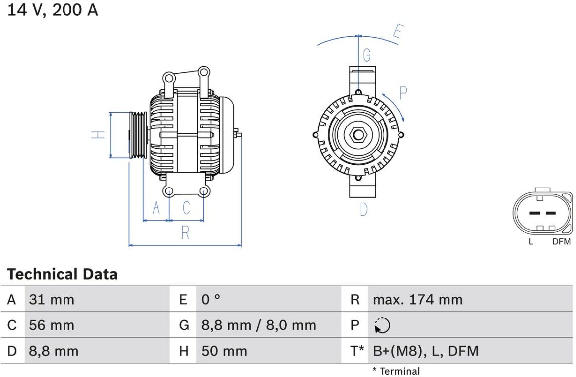 Drehstromgenerator BOSCH 0 986 046 340