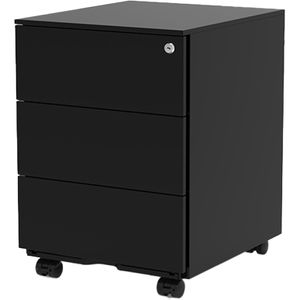 FlexiSpot Rollcontainer RC2B, aus Metall, schwarz, mit 3 Schubladen, abschließbar
