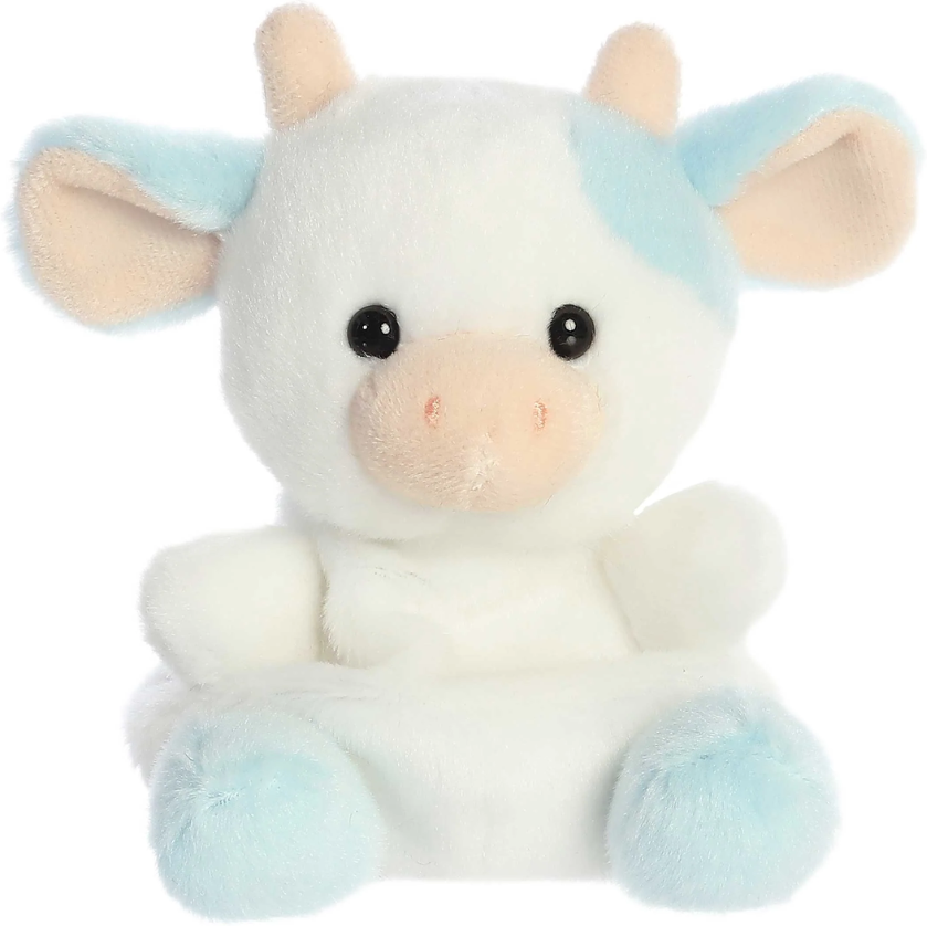 Aurora Palm Pals Skyla Blueberry Cow Soft Toy, Hand-Sized, Blueberry-Blue, for Collectors and Children
