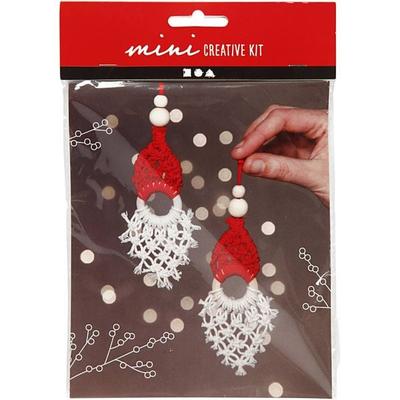 Creativ Company DIY Sets Macramé Mini Kreativ Set, Weihnachtswichtel aus Makramee, H 14 cm, Kreativ Box