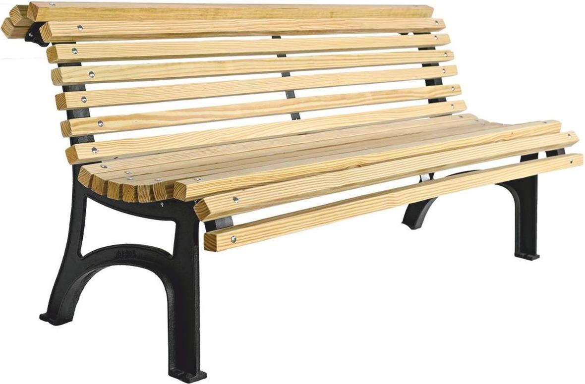 Casa Padrino Parkbank - Stadtbank Naturfarben / Schwarz 180 cm - Outdoor Möbel