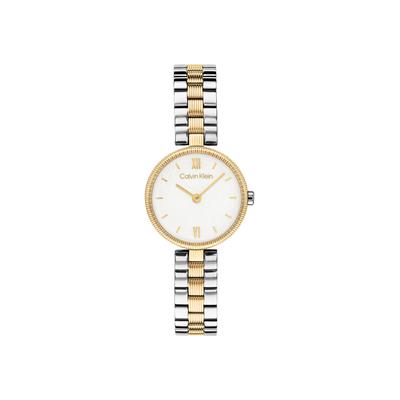 Quarzuhr CALVIN KLEIN "GLEAM", gold (silberfarben, goldfarben, weiß), Armbanduhren, Damen, goldfarben, Quarzuhr, Armbanduhr, Damenuhr, Edelstahlarmband, analog