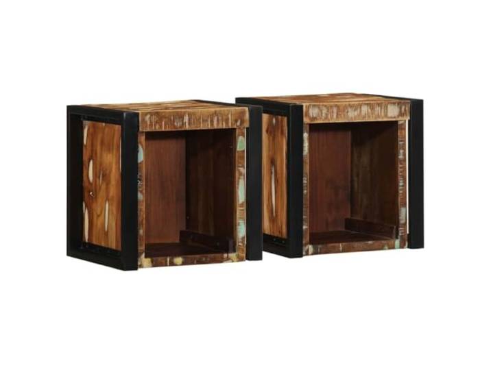 KDVXBCQJH 2er Set Wandnachttisch 40x35x40 cm Altholz Massiv Schwebend Platzsparende Wandmontage für Schlafzimmer, gefertigt aus echtem Recyclingholz mit individueller Färbung und Maserung.