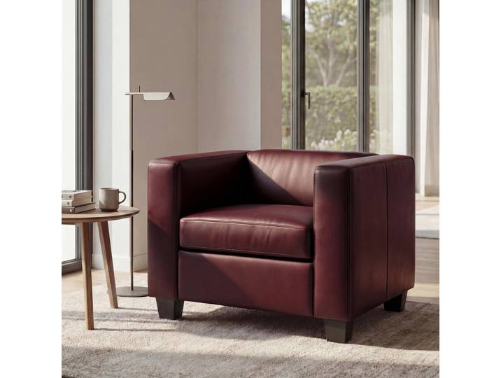 Sessel Loungesessel Lille, Kunstleder Kunstleder, rot-braun