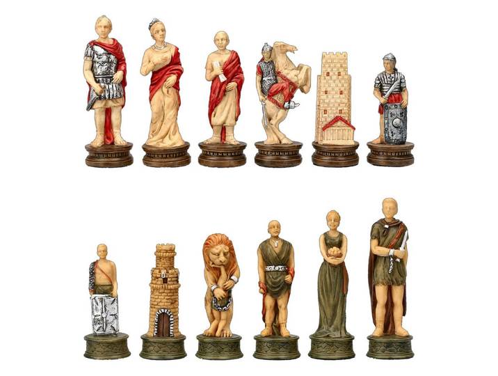 Figuren Shop GmbH Spiel Schachfiguren Set - Römer vs. Gladiatoren - Mythologie Schach Figuren