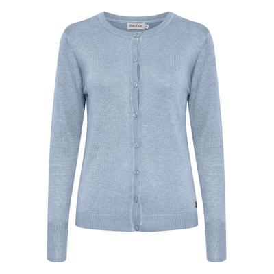 Cardigan OXMO "Strickcardigan OXHlin", Damen, Gr. L, blau (kentucky blau melange), Obermaterial: 80% Viskose CV. 20% Nylon NY., Strickjacken