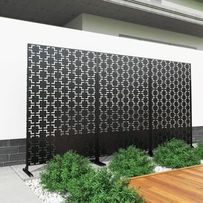 Lumibee Outdoor Privacy Screen with Stand for Patio Garden Metal Fence