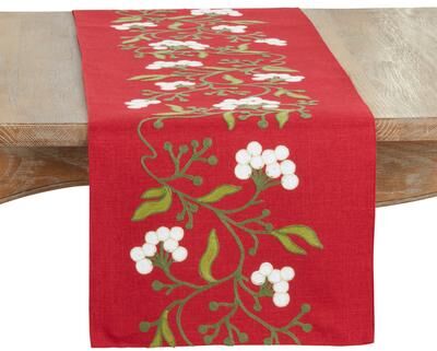 Saro Lifestyle "Mistletoe Table Runner - 16""x70"""